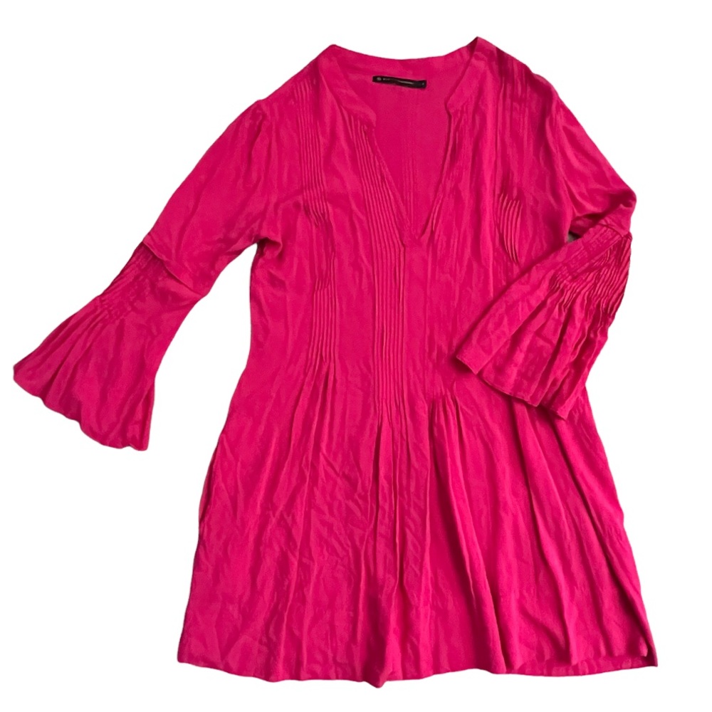 Vix Paula Hermanny Raspberry Pintuck Pleat Tunic Top Coverup Dress